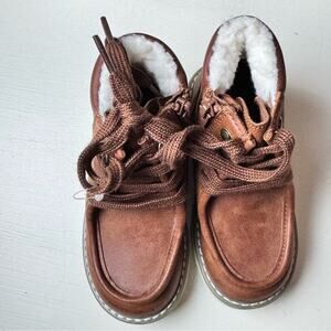 Old Navy Boy's Chukka High Top Fur Side Zipper Cognac Fur Ankle Boots  Sz 8 NWT